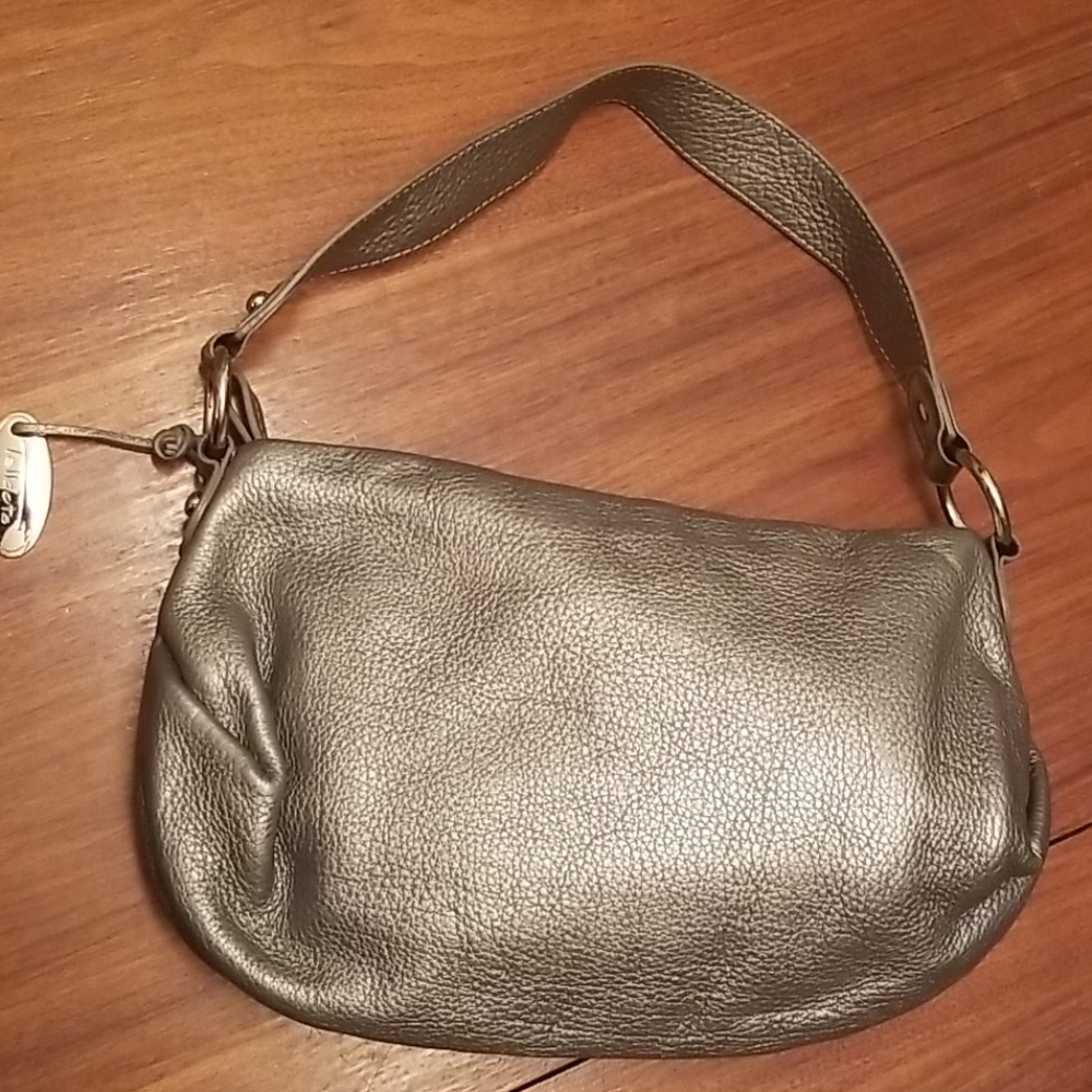 Talbots Metallic Silver Leather Shoulder Bag
